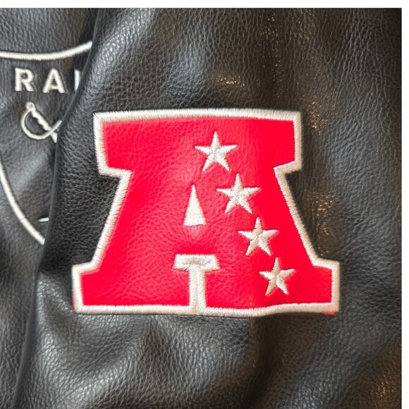 VTG NFL Oakland Raiders Men's Faux Leather Varsity Jacket XL AFC PATCH - Picture 5 of 12